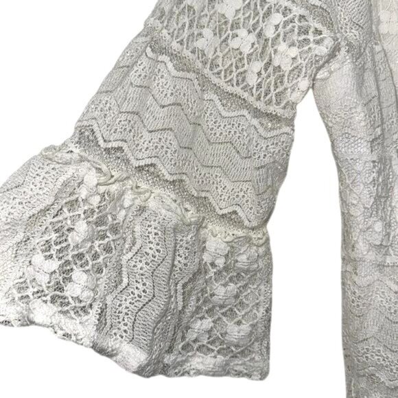 Style & Co Womens 1X Lace Top With Bell Sleeves Off-White - Picture 4 of 9